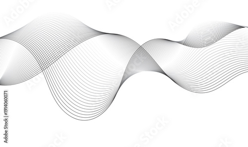 Abstract Fluid Wave Flow Design | Elegant Monochrome Wavy Lines with Layered Curves and Subtle Depth on White Background Vector Illustration 