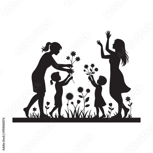 June Nature & Human Connection Silhouette Vector .