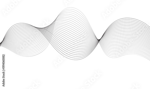 Abstract Fluid Wave Pattern | Elegant Monochrome Wavy Flow with Layered Curved Lines on White Background Vector Illustration 