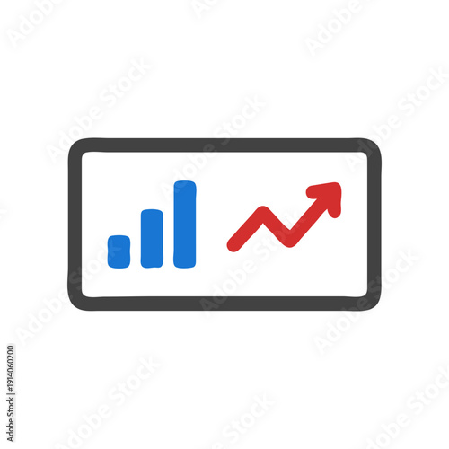 Minimal dashboard icon with bar and line charts representing analytics and data monitoring. Perfect for admin panels, business reports, finance apps, SaaS platforms, and modern flat vector design proj
