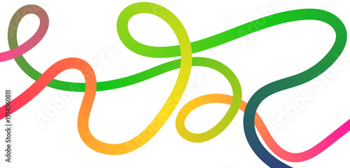 vibrant rainbow gradient swirling wavy ribbons looping curls colorful abstract flowing intertwined playful design