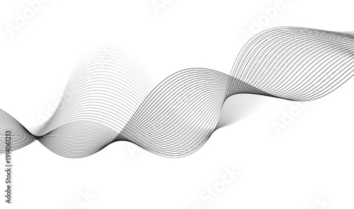 Abstract Elegant Wavy Flow Lines | Sophisticated Monochrome Wave Pattern with Subtle Layered Curves on White Background Vector Illustration 