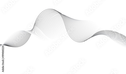 Abstract Fluid Wave Lines Design | Elegant Monochrome Wavy Flow with Layered Curves on White Background Vector Illustration 