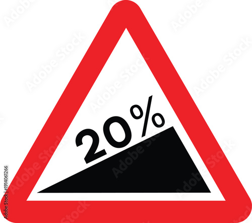 Steep Hill Ahead Incline UK Road Sign Vector Design Illustration Icon Vector