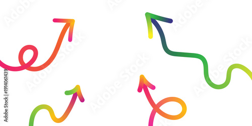 colorful rainbow gradient curly arrows swirling playful upward vibrant waving arrow lines design