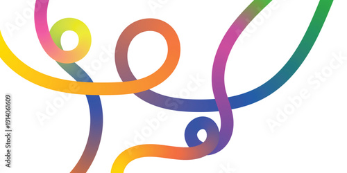 vibrant rainbow gradient swirling loops colorful abstract ribbon waves intertwined flowing design elements vector