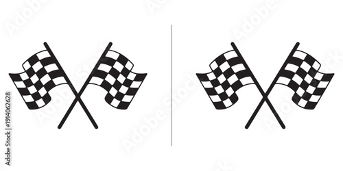 Two checkered racing flags icon simple graphic design element for sport events and finish lines