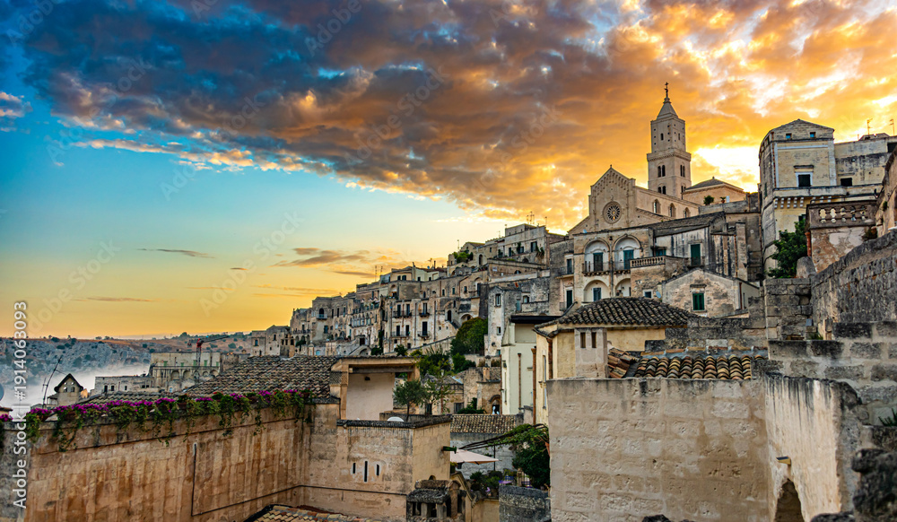 Naklejka premium Panoramic view of Matera, Basilicata, Italy