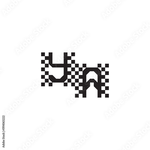 YA Alphabet Design Modern Abstract Bold Initial Pixel Vector Alphabet Logo Monogram