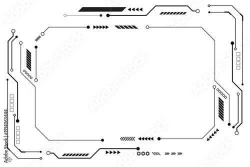 Black control panel abstract modern technology futuristic interface hud ui on white background.	