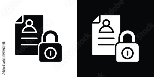Data Privacy Icon Sheet Black And White