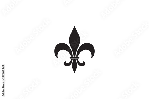 Classic black fleur-de-lis on a clean white background, a timeless emblem of french heritage and royal symbolism