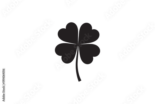 Simple four-leaf clover silhouette on clean white background a universal symbol of good luck and ireland perfect for saint patrick's day designs