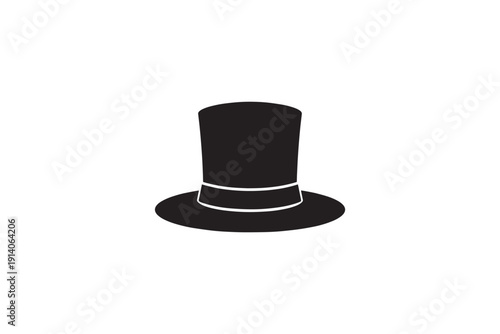 Black silhouette of a top hat icon on a white background simple graphic design