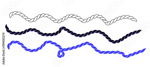 Rope collections isolated PNG. Brushes rope patterns, hand drawn vector illustration heartbeat make a heart symbol