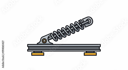 A mechanical spring-loaded mechanism with a metallic lever