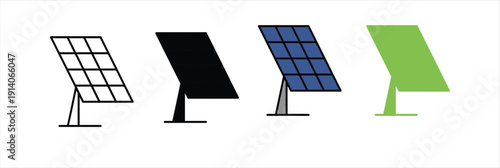 Renewable Solar Panel Energy System Icons for Sustainable Power Vector Illustration
