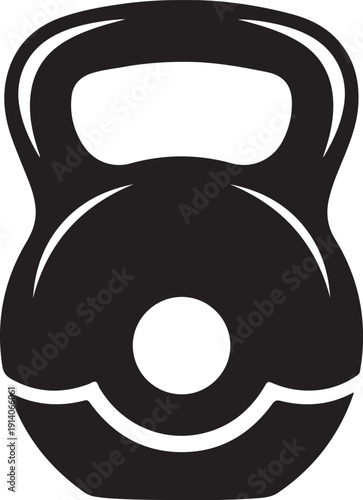A minimalist black silhouette depicts a kettlebell a popular weight used for strength and conditioning exercises