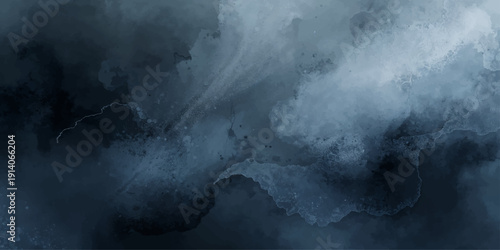 Mist from the chimney rises into a stormy dark sky where clouds and white steam blend with air and fire motion over the nature of a blue night beach