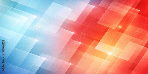 Abstract colorful geometric background with bright mosaic squares and soft rainbow blur pattern