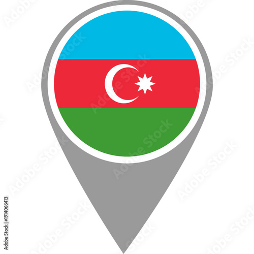 Azerbaijan flag location pin, Azerbaijan flag on location pin, Azerbaijan map pointer in high quality