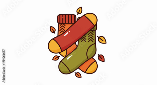 Colorful socks with autumn leaves, flat design