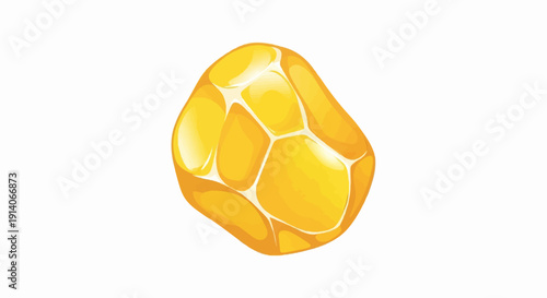 Golden, segmented, organic shape with glowing highlights on a white background