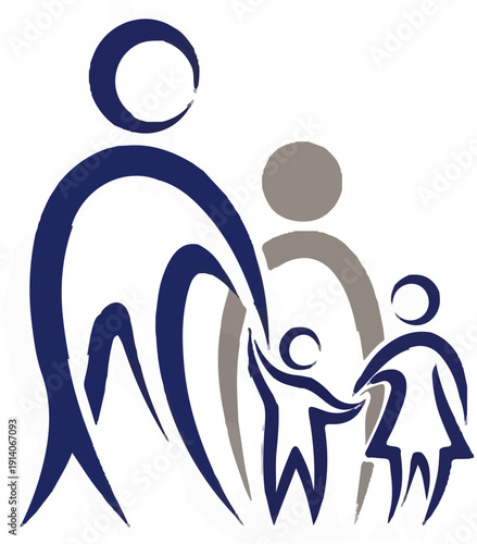 Abstract depiction of a multi-generational family in a comforting embrace