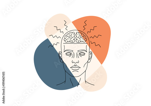 Abstract concept of human mind under pressure with mental health and cognitive overload as abstract shapes convey distress and thinking overload