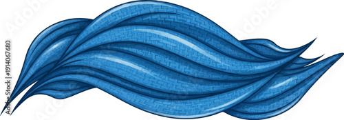 A stylized, textured rendering of flowing blue ribbons or fabric twists