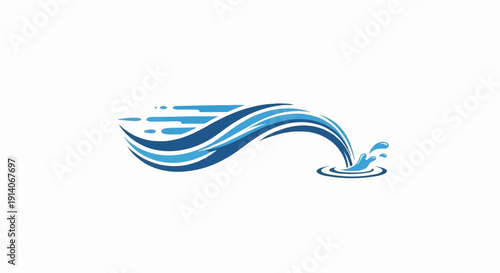 Flowing abstract water waves with splashes