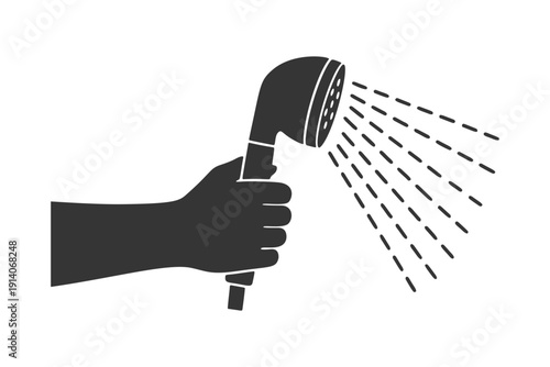 シャワーを持つ手のシルエットアイコン