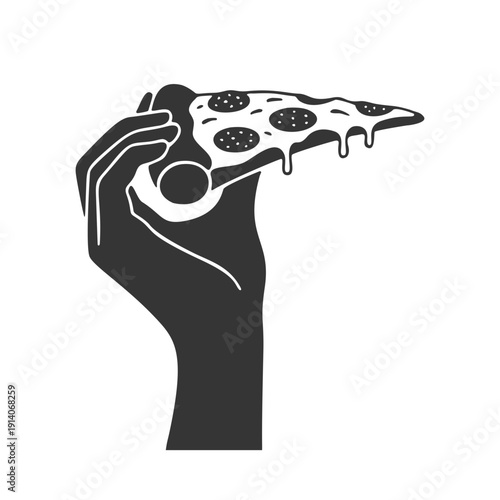 ピザを持つ手のシルエットアイコン