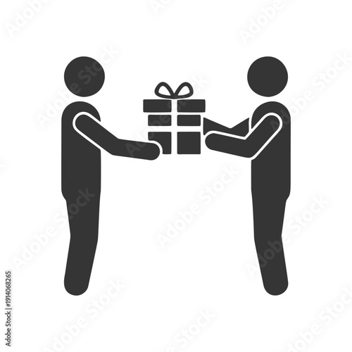 プレゼントを渡す人物のシルエットアイコン