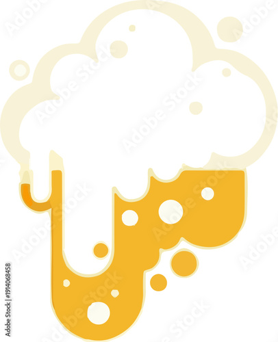 A stylized icon of a beer mug overflowing with foamy, bubbly liquid