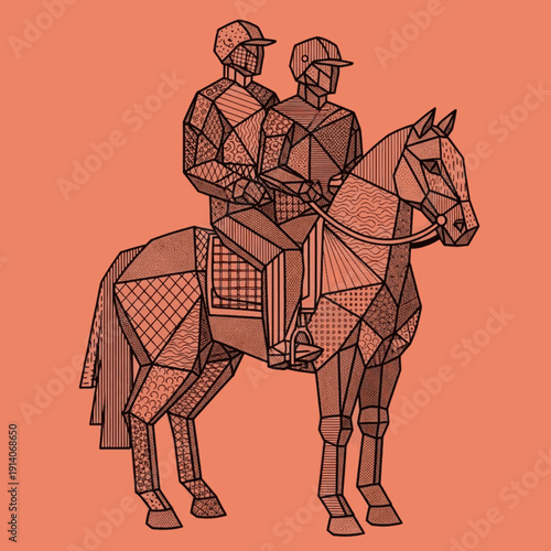 Geometric Horse Riders Vector Illustration
