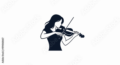 Silhouette of a woman playing the violin
