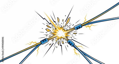 Energetic wires spark with bright yellow burst and sharp lines