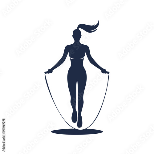 A woman jumping with a skipping rope in a dynamic silhouette illustration