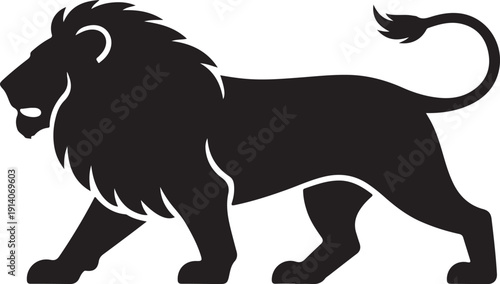 lion silhouette set. isolated vector image of african carnivore