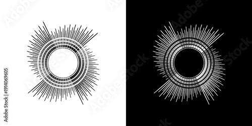 Dynamic abstract spiral sound wave rhythm lines. Circular spiral sound wave rhythm of lines. Circular futuristic abstract lines, black and white background.
