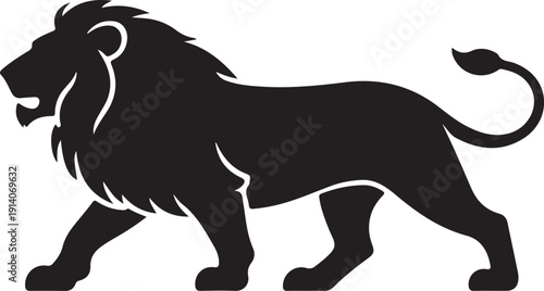 lion silhouette set. isolated vector image of african carnivore