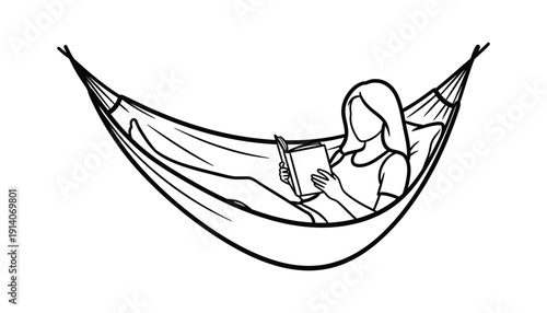 A woman relaxing in a hammock with a book