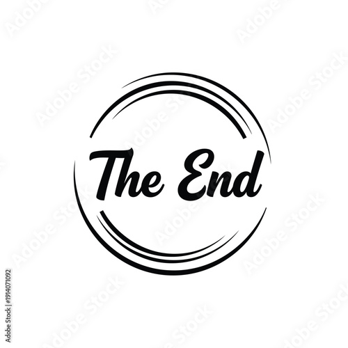 Vector illustration icon the end text in a circular frame with a simple black design