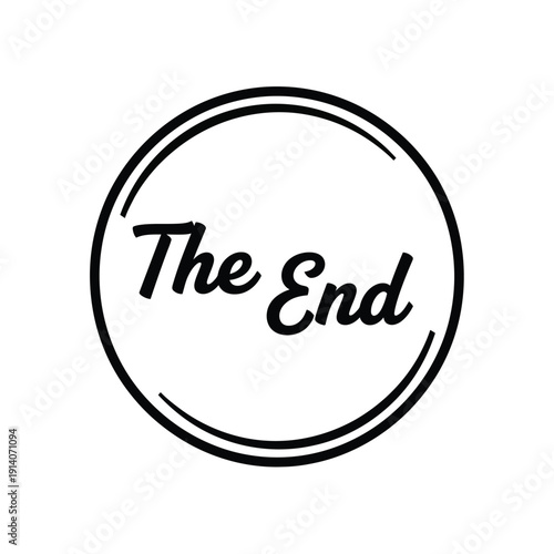 Vector illustration icon black and white minimalist circle logo with the end text inside on a isolated