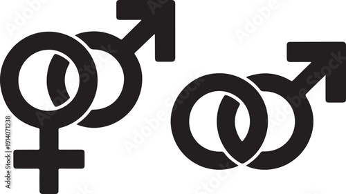 Male and female - vector icon on white background editable. Vector flat icon design