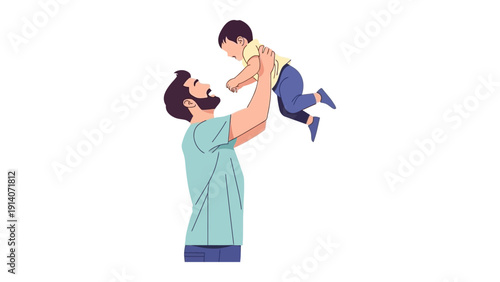 father lifting baby high a joyful illustration of family bonding parental love and happy fatherhood isolated on white.