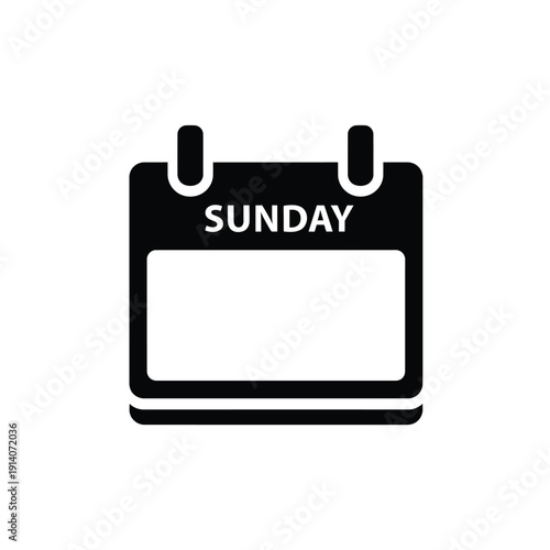 Vector illustration icon black and white sunday calendar icon