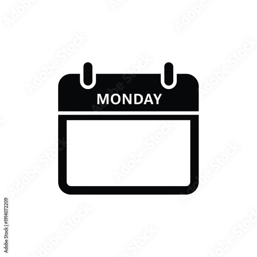 Vector illustration icon simple black and white calendar icon with monday label