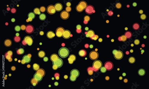 Vibrant abstract bokeh lights creating a festive and energetic background.